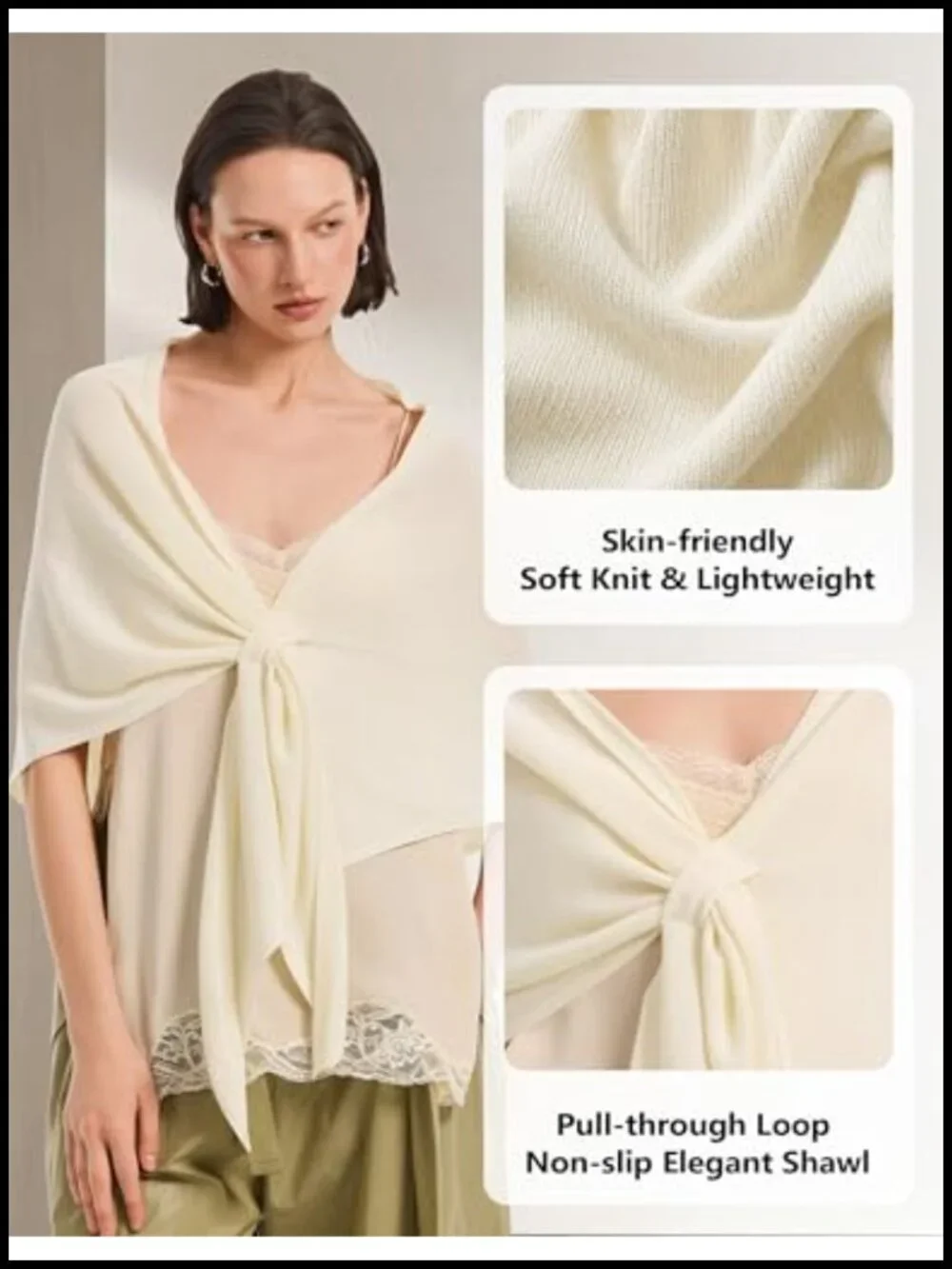 Pashmina Shawl Wrap Lightweight Knit Poncho Triangle Scarf